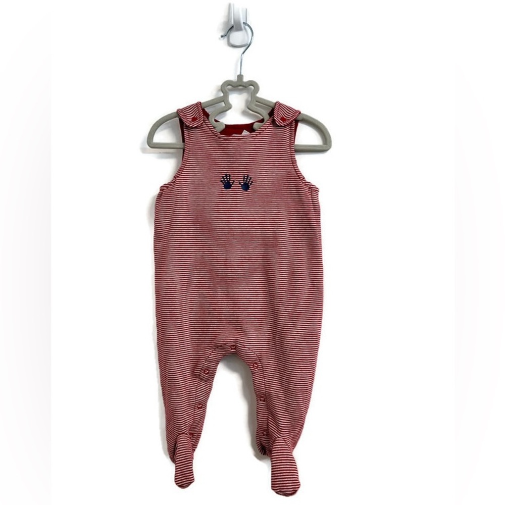 NWOT Gap kids, newborn unisex red and white striped onsie with feet.